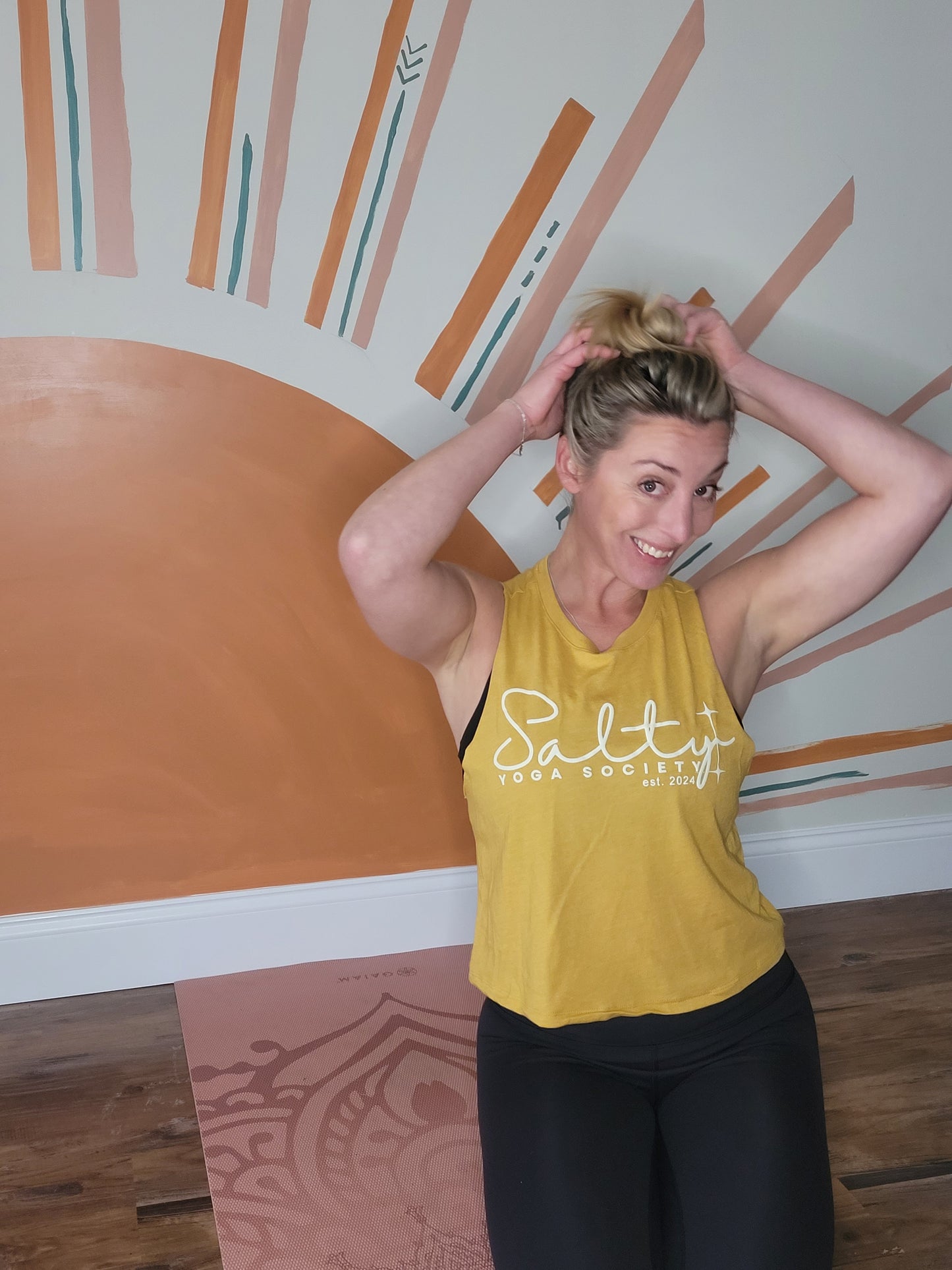 Salty Yoga Society Moon Phase Muscle Tank - Golden Hour Yellow