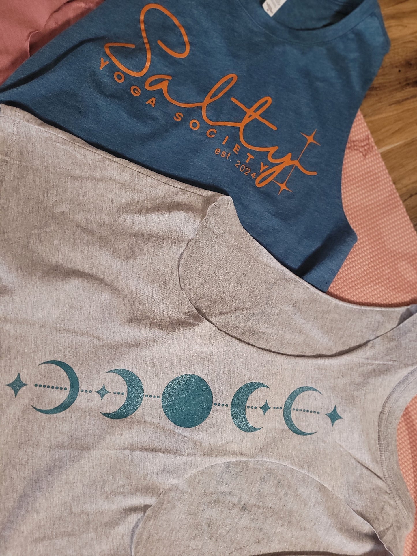 Salty Yoga Society Moon Phase Muscle Tank - Beachy Grey