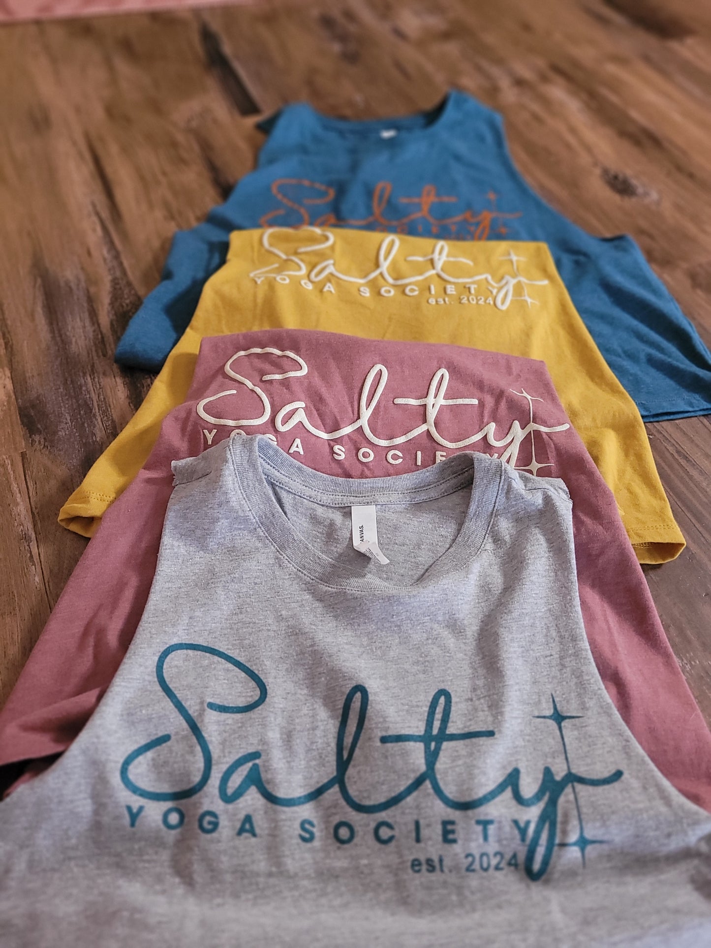 Salty Yoga Society Moon Phase Muscle Tank - Beachy Grey